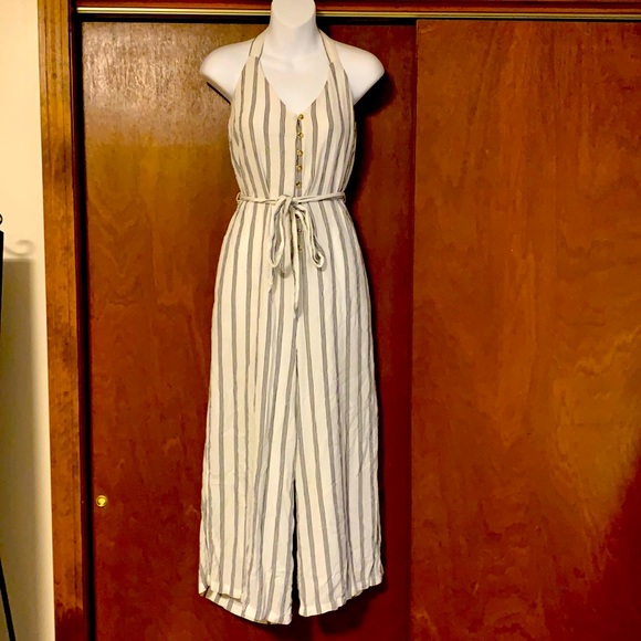 Pants - Striped Black & White Jumpsuit